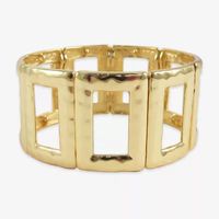 Bold Elements Silver Tone Hammered Rectangular Womens Stretch Bracelet