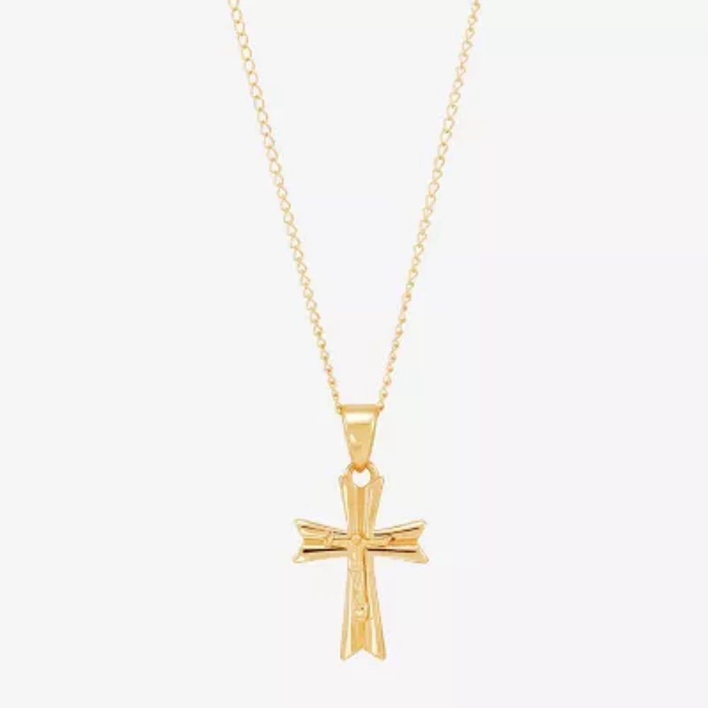 Girls 14K Gold Cross 13 Inch Pendant Necklace
