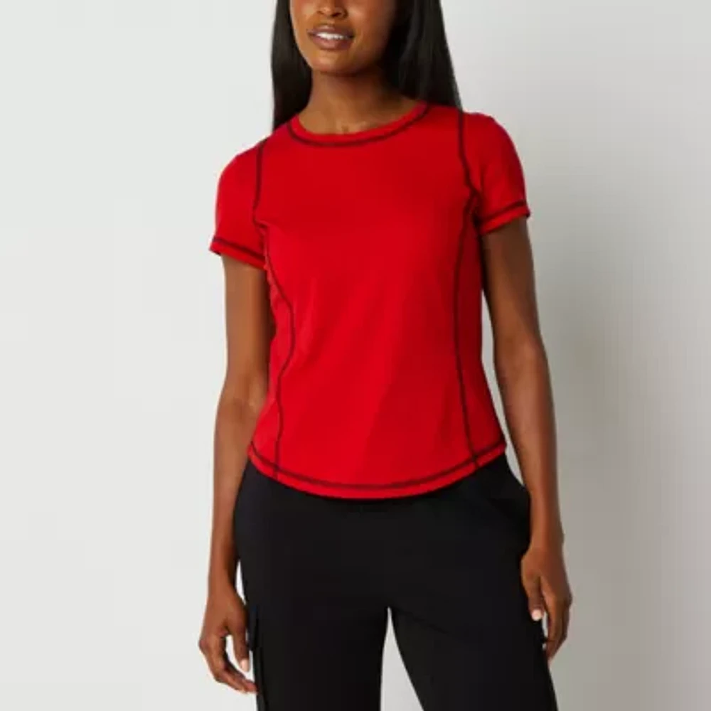 Sports Illustrated Womens Crew Neck Short Sleeve Active T-Shirt