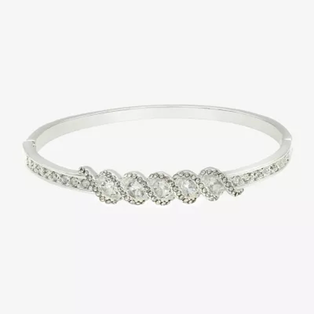 Sparkle Allure Womens Cubic Zirconia Pure Silver Over Brass Round Bangle Bracelet