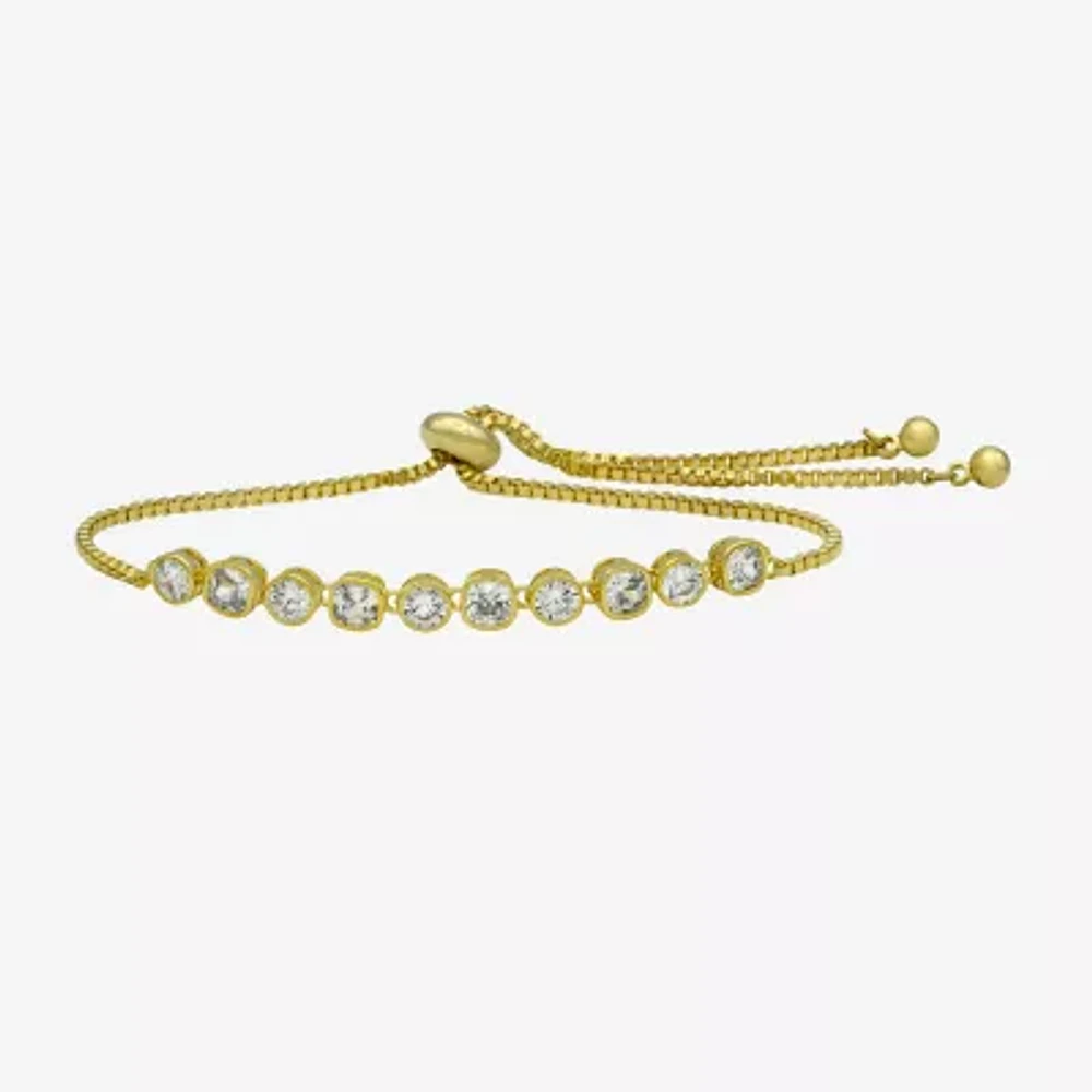 Sparkle Allure Womens Cubic Zirconia 14K Gold Over Brass Cushion 7.5 Inch Tennis Bracelet