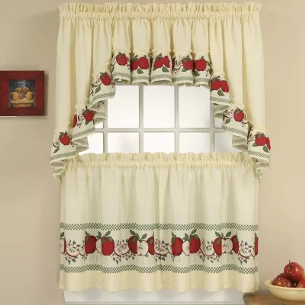CHF Red Delicious 3-pc. Rod Pocket Kitchen Curtains & Drapes Window Set