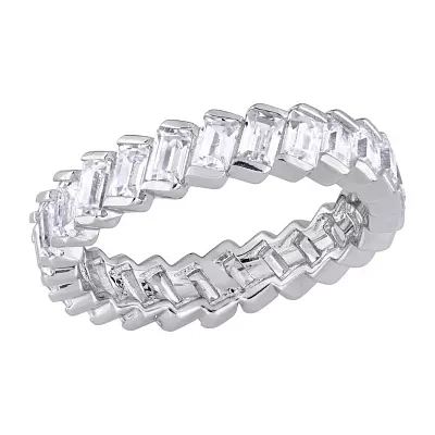 Womens 4MM 2 3/4 CT. Cubic Zirconia Sterling Silver Eternity Band