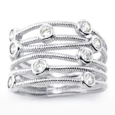 Sparkle Allure Womens Cubic Zirconia Pure Silver Over Brass Cocktail Ring