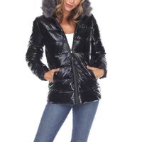 White Mark Womens Hooded Midweight Puffer Jacket