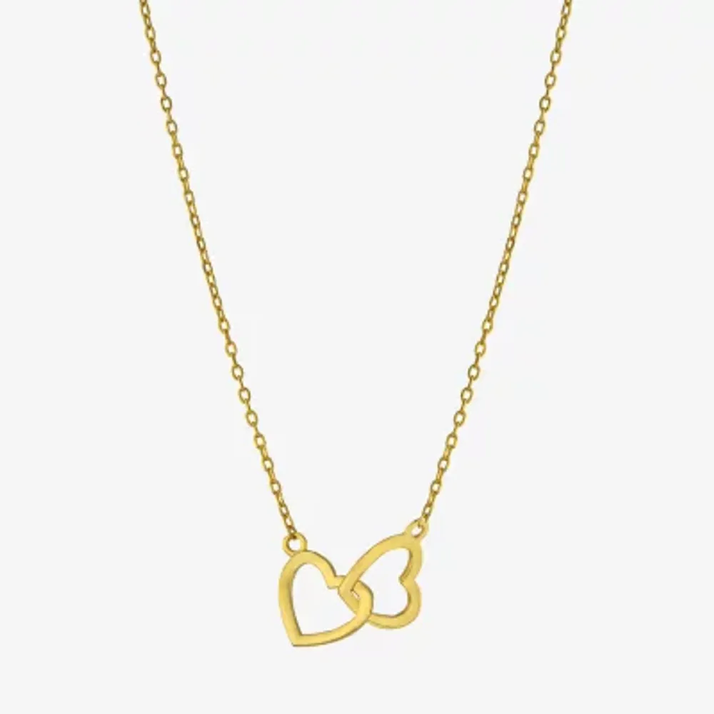 Silver Treasures Womens 14K Gold Over Silver Heart 16 Inch Pendant Necklace