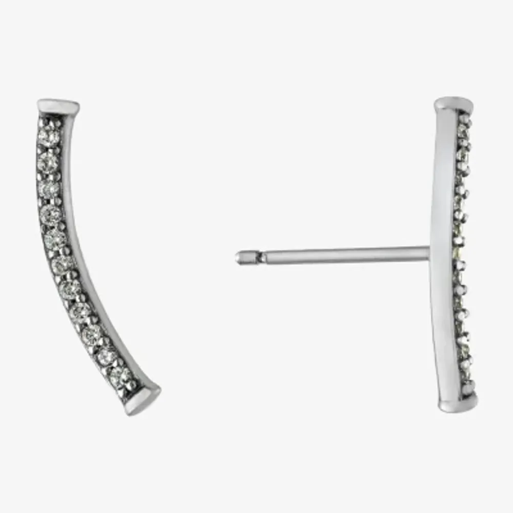 Silver Treasures Womens Cubic Zirconia Sterling Silver Ear Climbers