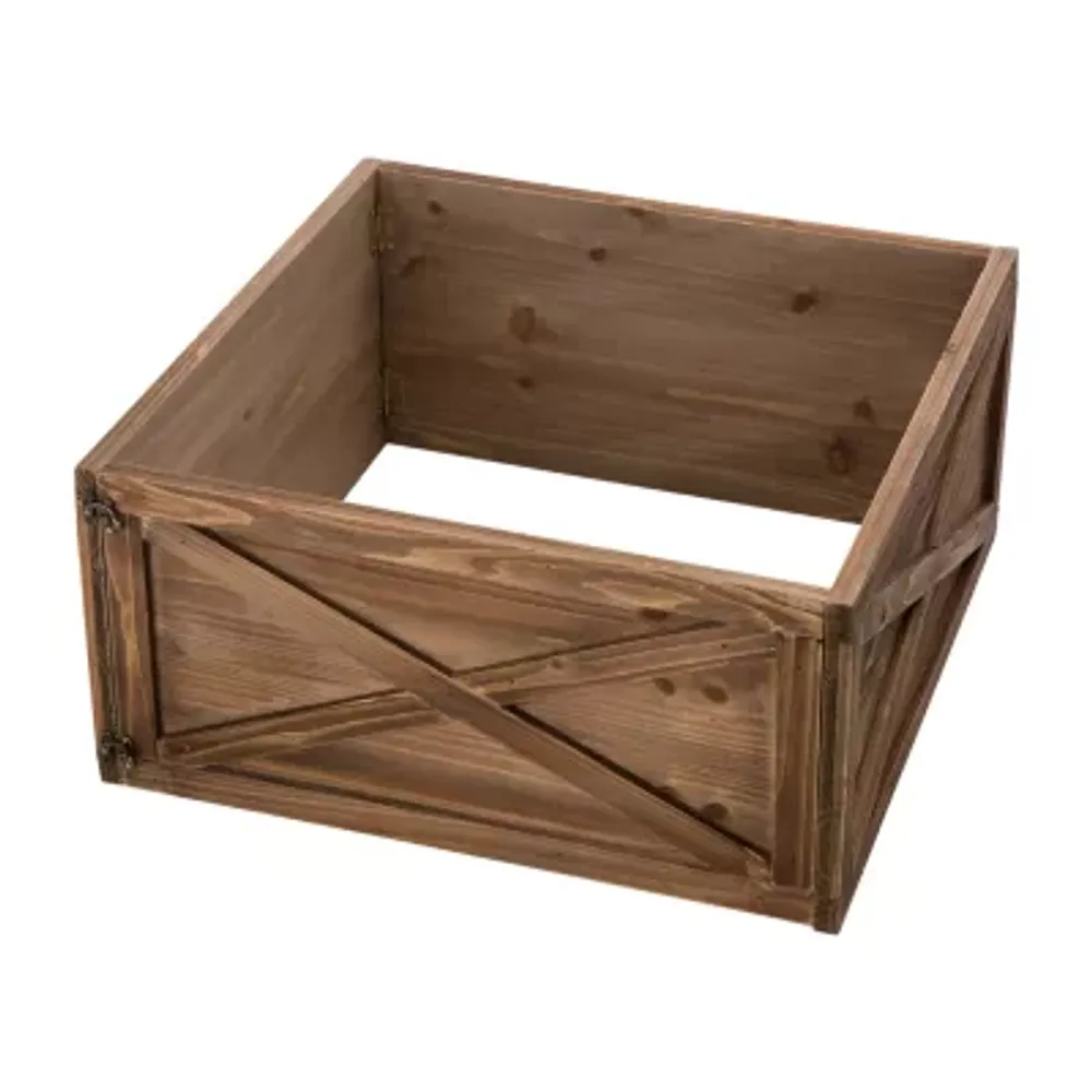 Glitzhome 22.09"L Natural Wooden Christmas Tree Collar