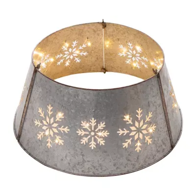 Glitzhome Snowflake With Light String Metal Christmas Tree Collar