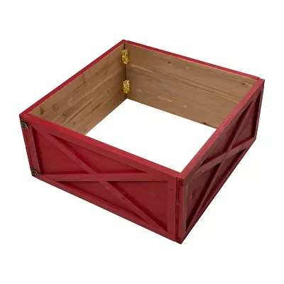 Glitzhome 26" Red Wooden Christmas Tree Collar