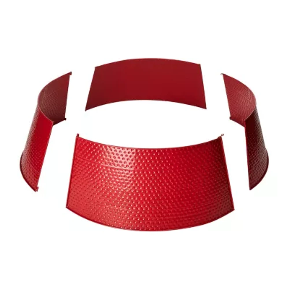 Glitzhome 40.5" Red Hammered Metal Christmas Tree Collar