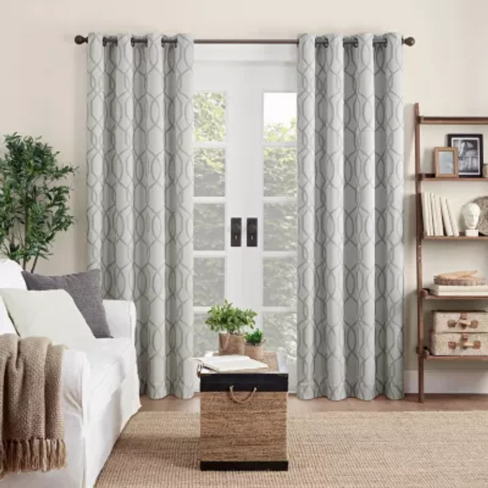 Eclipse Ambiance Lattice Draft Stopper Grommet Top Energy Saving 100% Blackout Single Curtain Panel