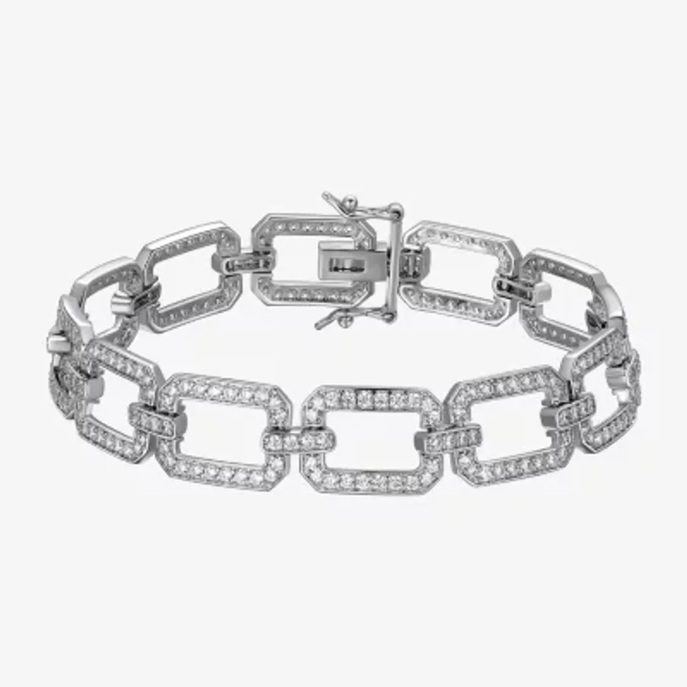 Womens Sterling Silver Solid Link Bracelet