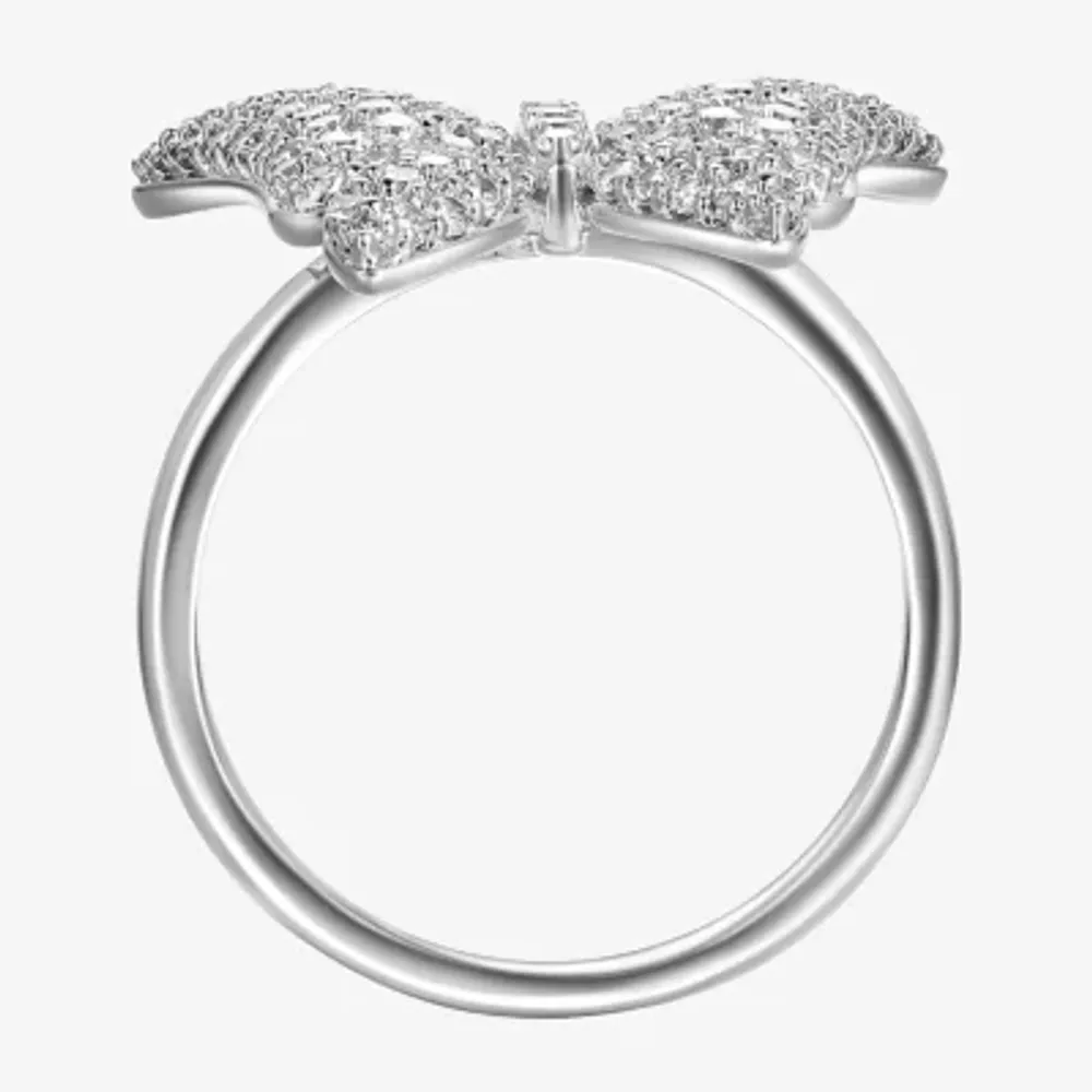 Diamonart Womens 2 CT. T.W. Cubic Zirconia Sterling Silver Butterfly Cocktail Ring