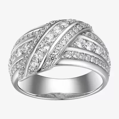 Womens 5.5MM 2 1/2 CT. T.W. Cubic Zirconia Sterling Silver Round Band