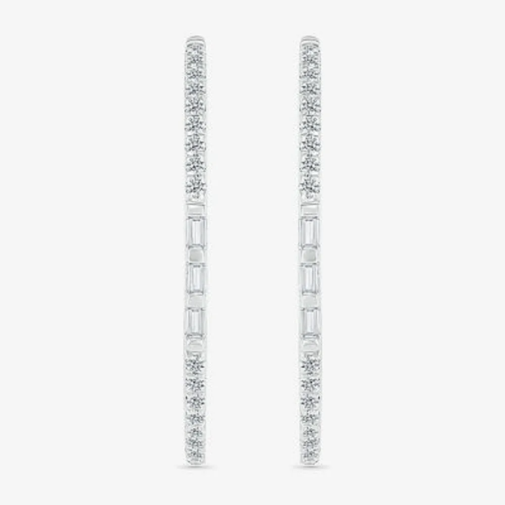 Womens / CT. T.W. Natural White Diamond Sterling Silver 25mm Hoop Earrings