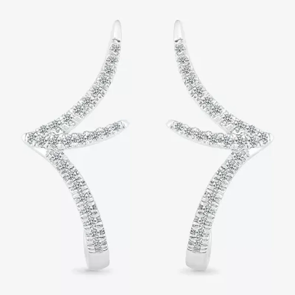 1/5 CT. Natural White Diamond Sterling Silver 20.8mm Stud Earrings