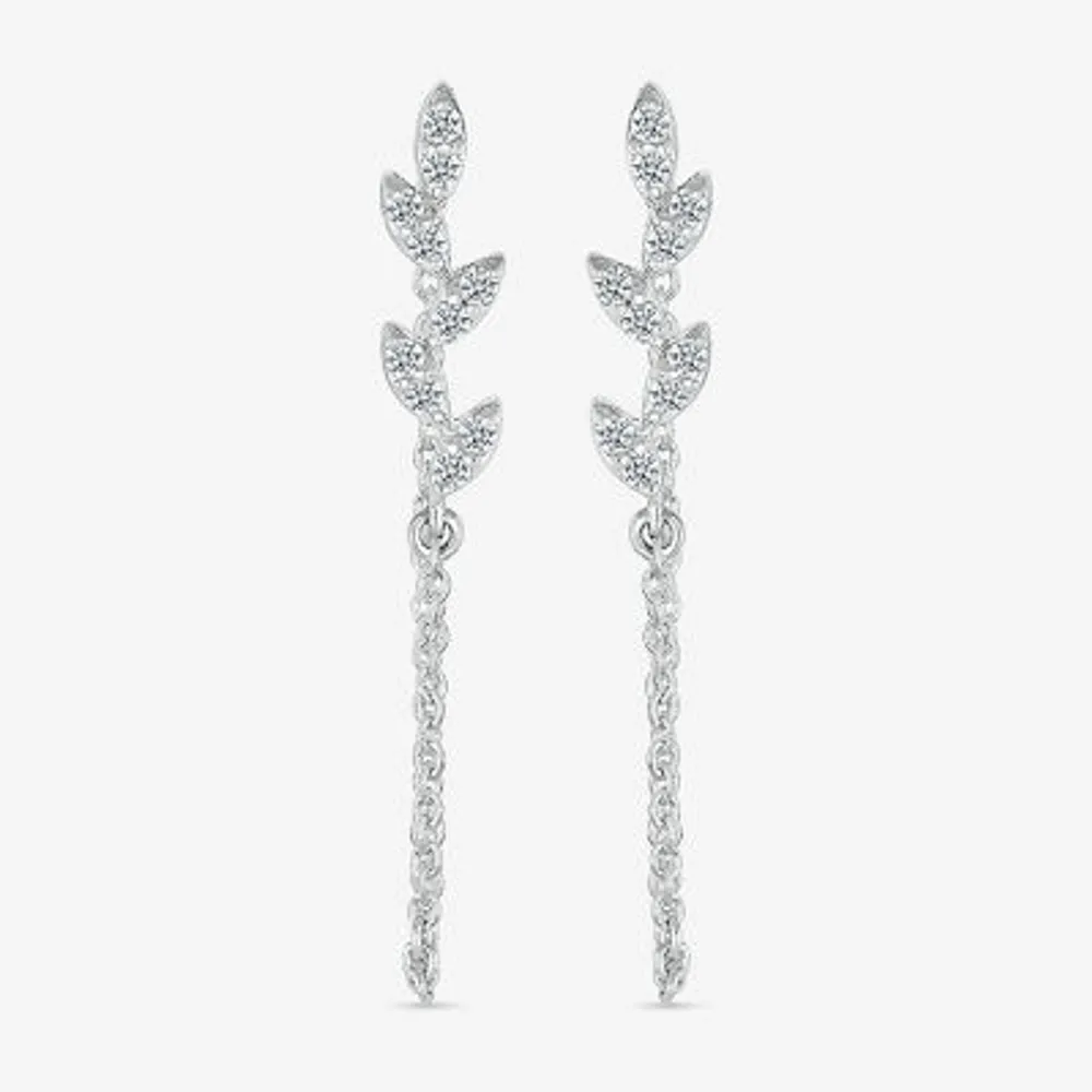 Front Back Womens 1/8 CT. T.W. Natural White Diamond Sterling Silver Drop Earrings