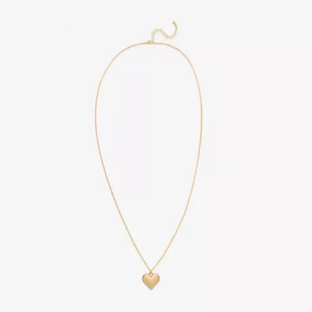 Bijoux Bar Delicates Gold Tone Womens Heart 32 Inch Pendant Necklace