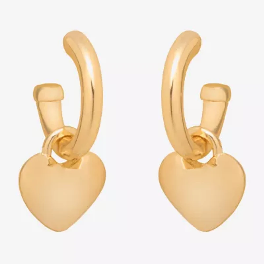 Bijoux Bar Delicates Womens 23.1mm Heart Hoop Earrings