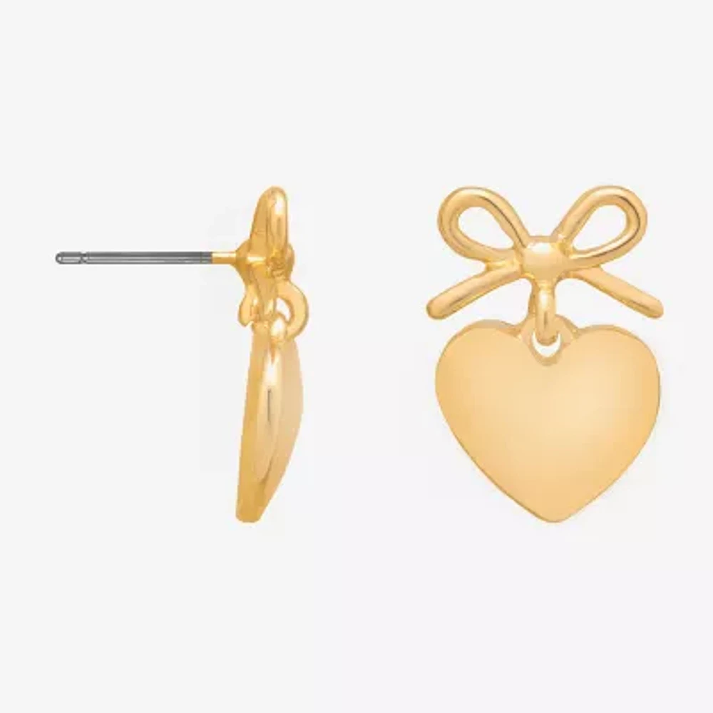 Bijoux Bar Delicates Gold Tone Womens Heart Drop Earrings
