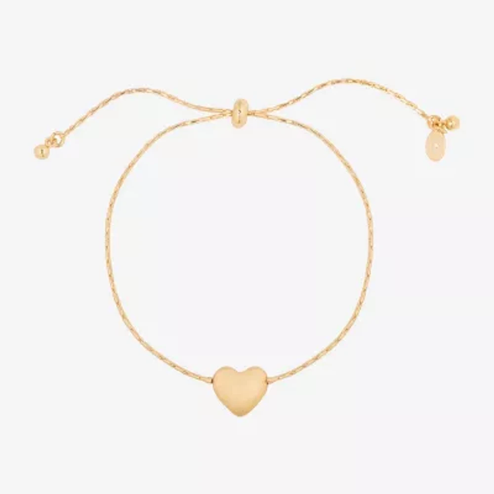 Bijoux Bar Delicates Gold Tone Womens Heart Bolo Bracelet