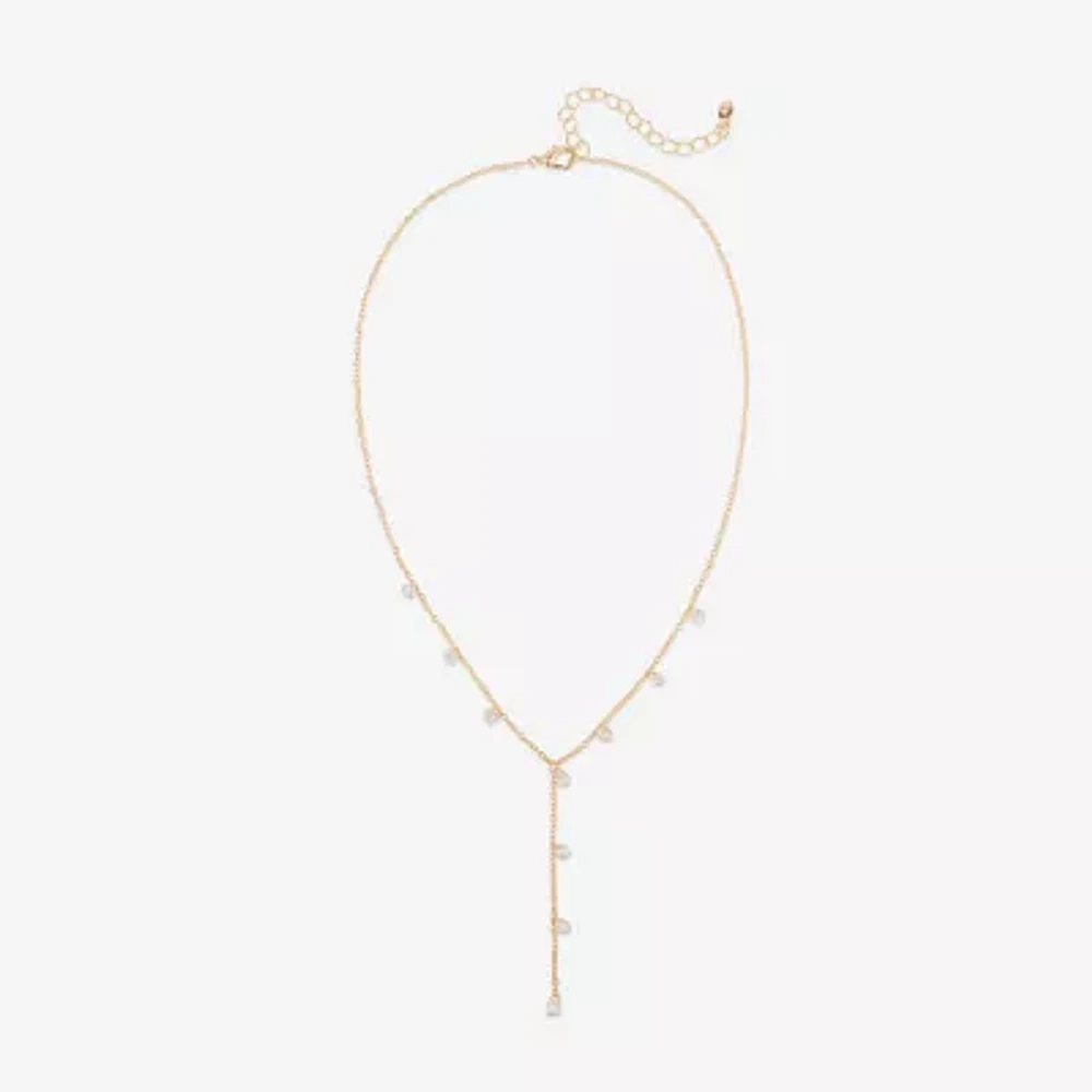Bijoux Bar Delicates Gold Tone Womens Cubic Zirconia 16 Inch Y Necklace
