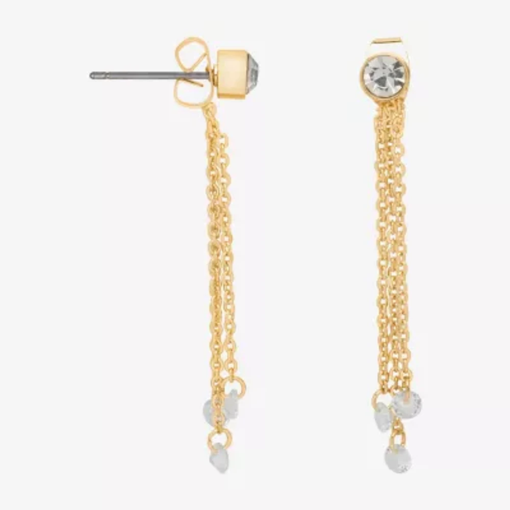 Bijoux Bar Delicates Gold Tone Womens Cubic Zirconia Drop Earrings