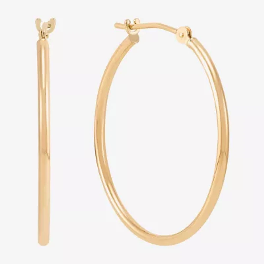 Womens 14K Gold 28mm Round Hoop Earrings