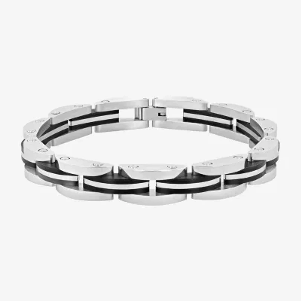 Mens Stainless Steel Solid 8 1/2 Inch Link Bracelet