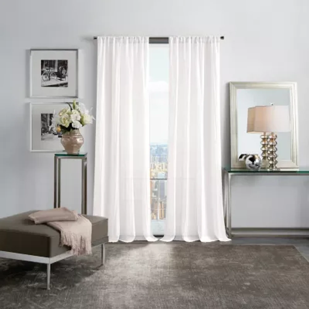 Martha Stewart Crinkle Rod Pocket Sheer Set of 2 Curtain Panel