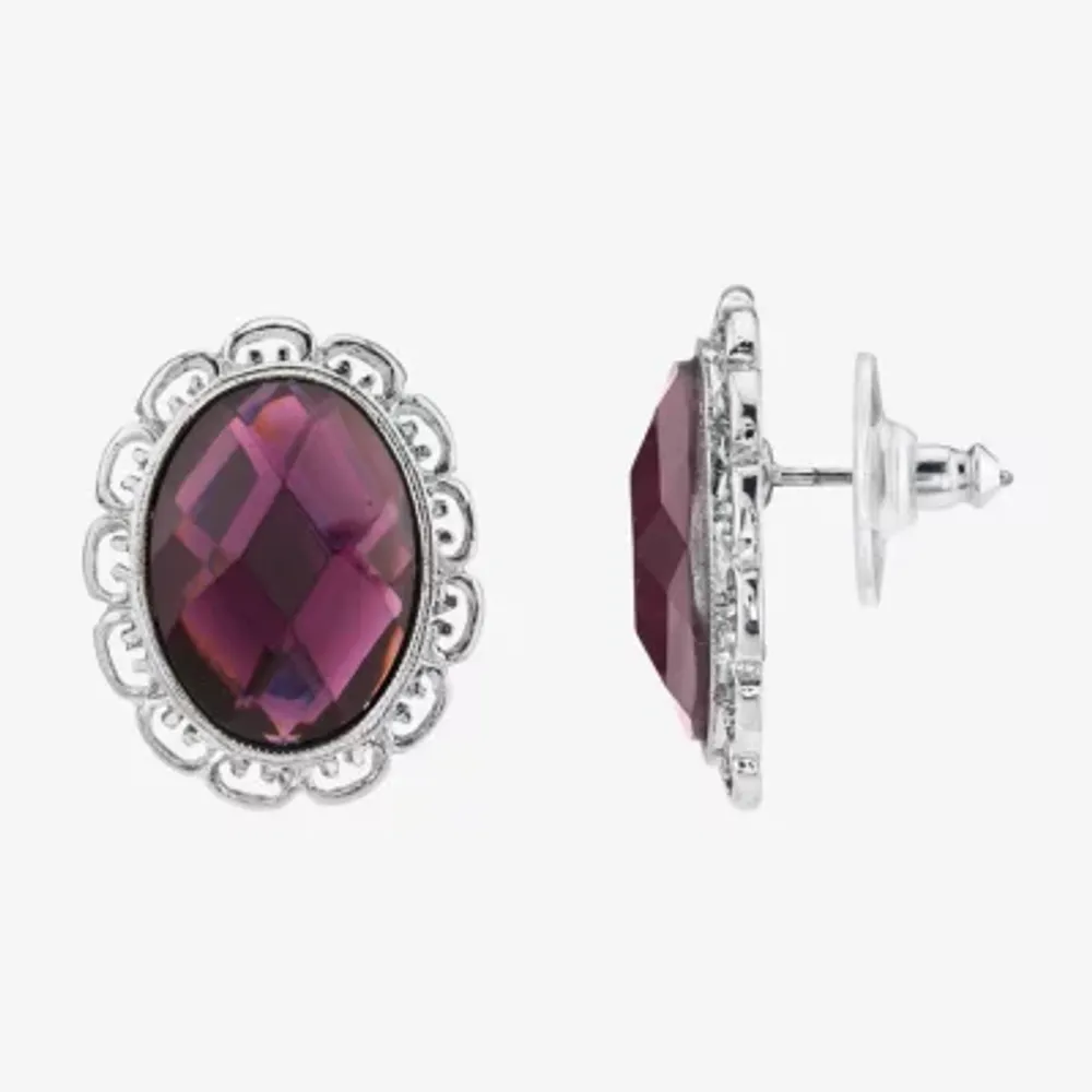 1928 Silver Tone 1 Inch Stud Earrings