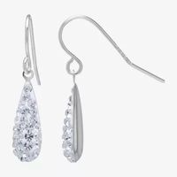Silver Treasures Womens Crystal Sterling Pear Drop Earrings