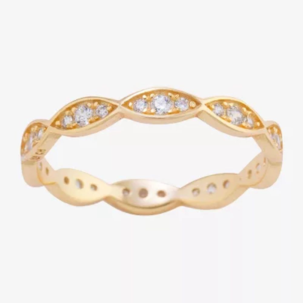 Silver Treasures Womens Cubic Zirconia 14K Gold Over Band
