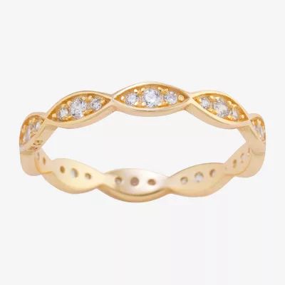 Silver Treasures Womens Cubic Zirconia 14K Gold Over Band
