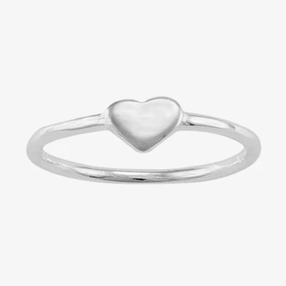 Itsy Bitsy Womens Sterling Silver Heart Delicate Midi Band