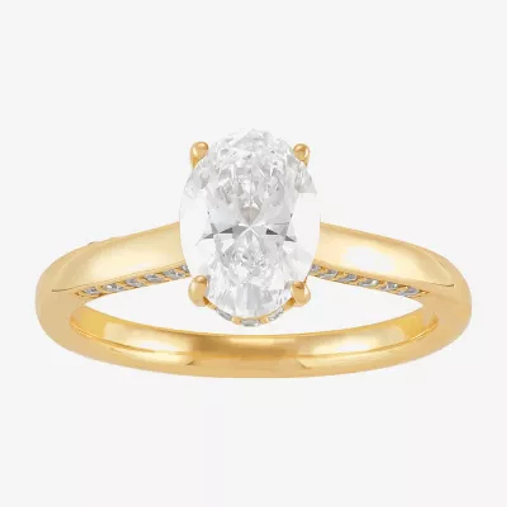 (H-I / Si1-Si2) Womens 1 3/4 CT. T.W. Lab Grown White Diamond 10K Gold Oval Band