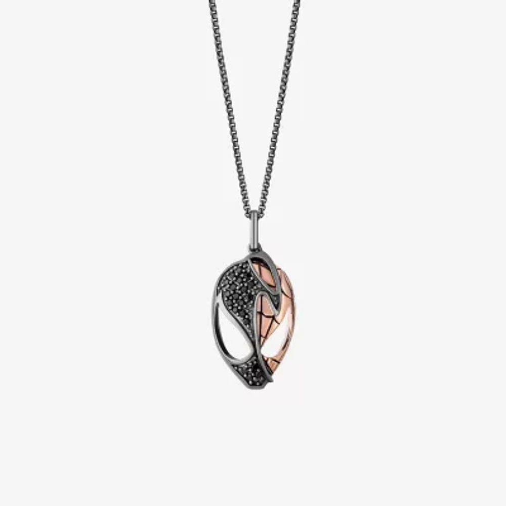 Marvel Fine Jewelry Womens 1/6 CT. T.W. Natural Black Diamond 14K Rose Gold Over Silver Sterling Silver 18 Inch Pendant Necklace