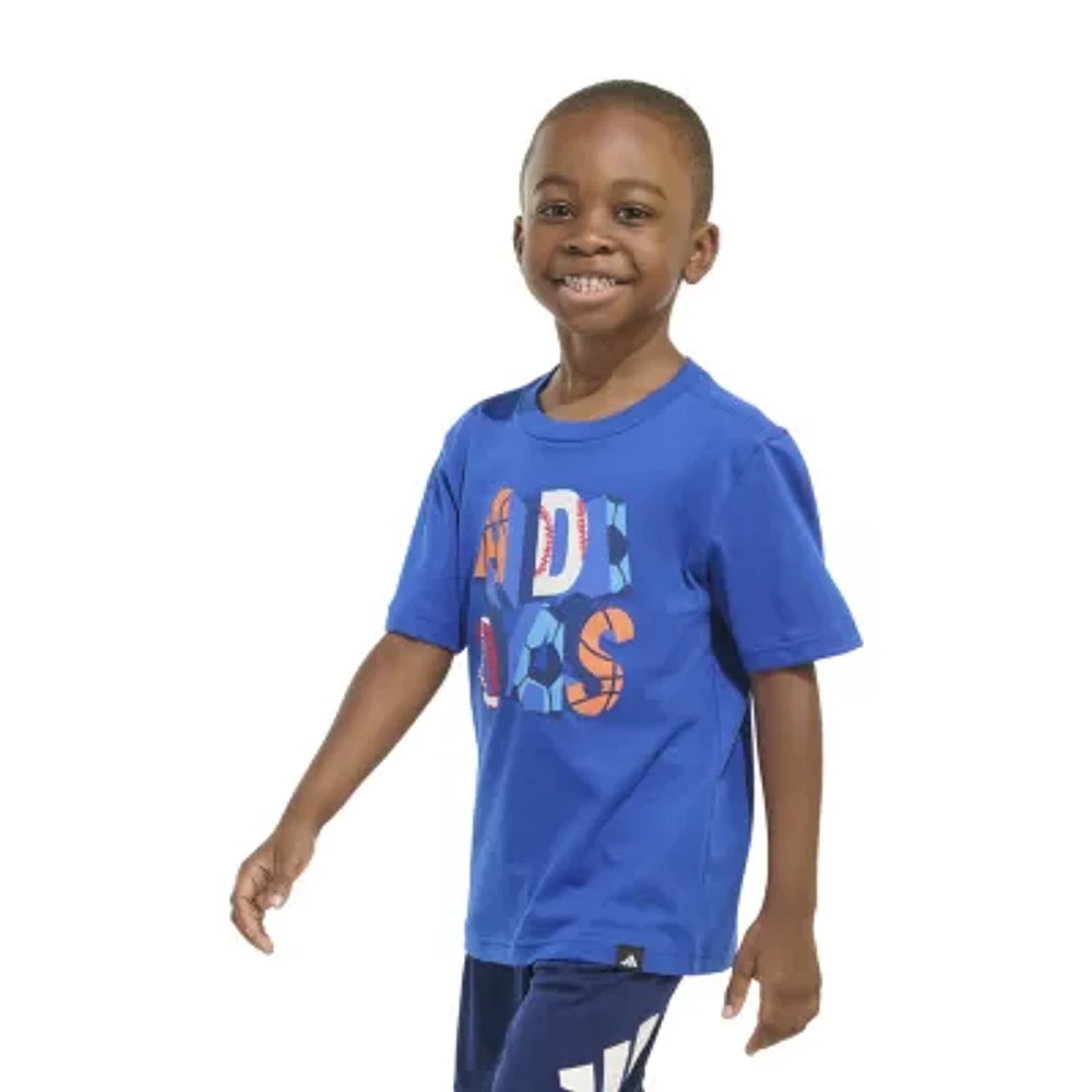 adidas Toddler Boys Crew Neck Short Sleeve Regular Fit Graphic T-Shirt