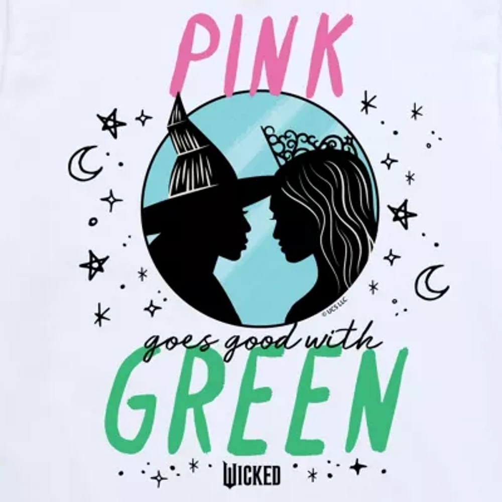 Pink Green Big Kid Girls Crew Neck Short Sleeve Wicked T-Shirt