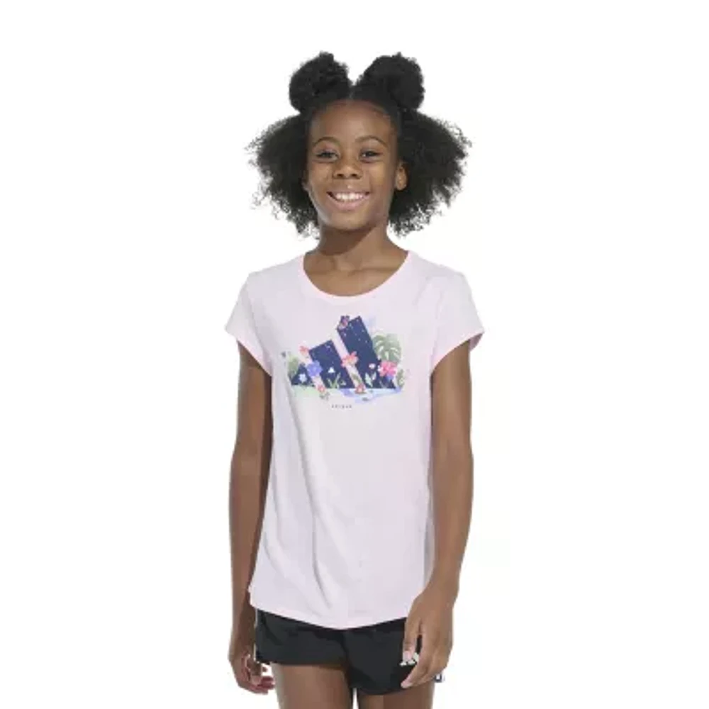 adidas Big Kid Girls Crew Neck Short Sleeve Slim Fit Graphic T-Shirt