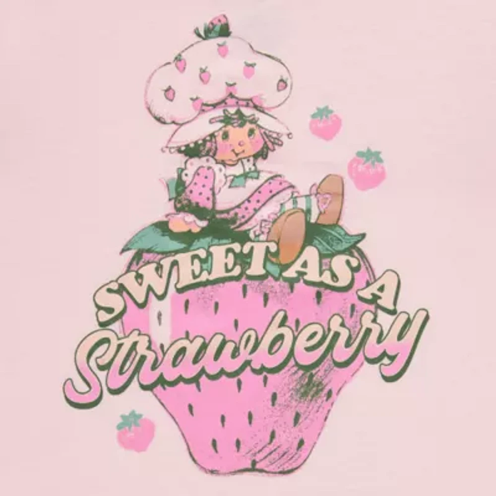 Strawberry Shortcake Ringer Tee Womens Crew Neck Short Sleeve Regular Fit Juniors Graphic T-Shirt