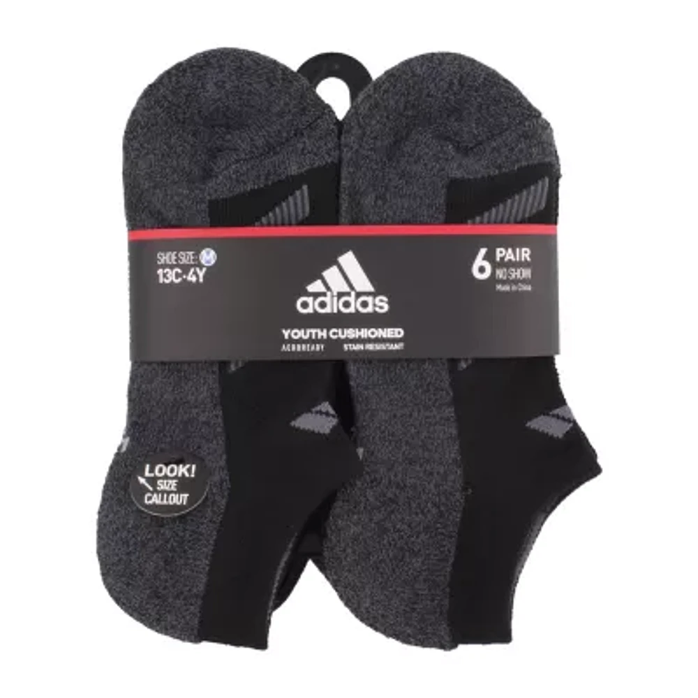 adidas Big Kid Boys 6 Pair No Show Socks