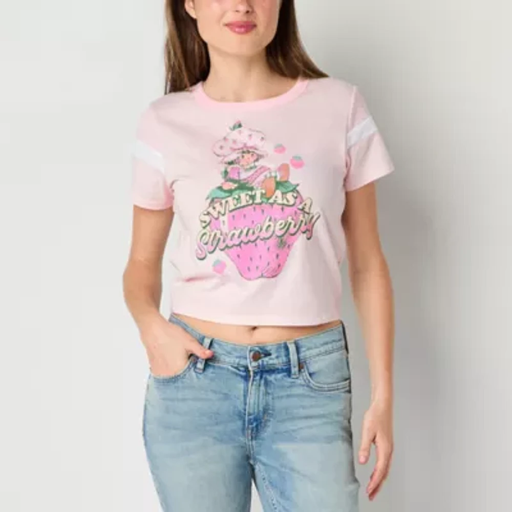 Strawberry Shortcake Ringer Tee Womens Crew Neck Short Sleeve Regular Fit Juniors Graphic T-Shirt