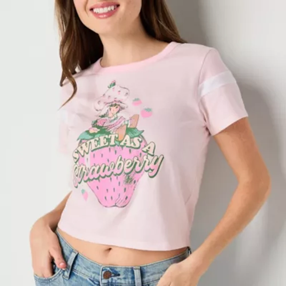 Strawberry Shortcake Ringer Tee Womens Crew Neck Short Sleeve Regular Fit Juniors Graphic T-Shirt