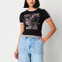 Ringer Womens Crew Neck Short Sleeve Regular Fit Nightmare Before Christmas Juniors Graphic T-Shirt