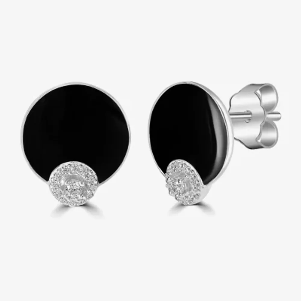 Diamonart Cubic Zirconia Sterling Silver 11.5mm Round Stud Earrings