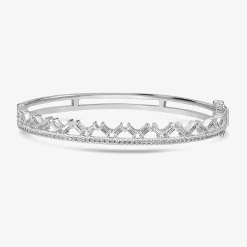 Diamonart Womens Cubic Zirconia Sterling Silver Round Bangle Bracelet