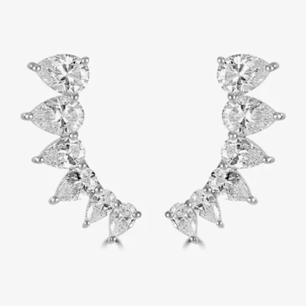 Diamonart Womens 5 CT. T.W. Cubic Zirconia Sterling Silver Pear Ear Climbers