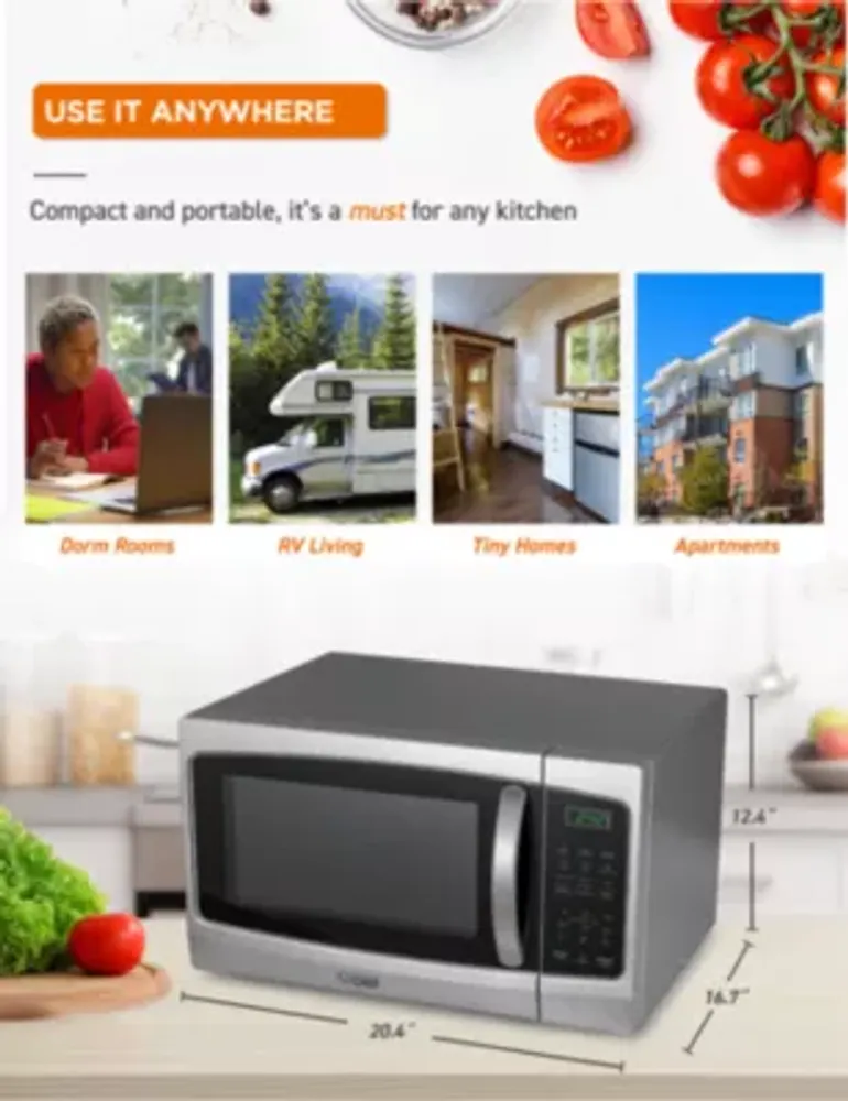 COMMERCIAL CHEF 1.3 Cu. Ft. Countertop Stainless Steel Microwave with Digital Display & 10 Power Levels